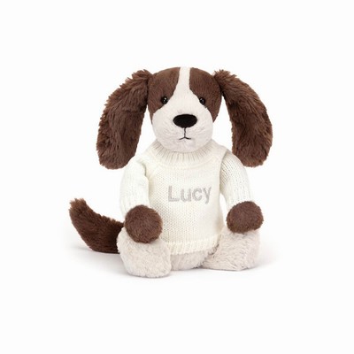 Jellycat Bashful Fudge Puppy with Cream Jumper UK | 57831QYIK